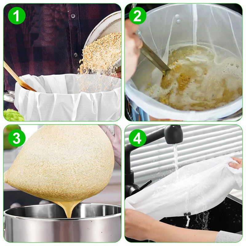 3x Drawstring Straining Brew Bag Extra Large Fine Mesh for Fruit Grape Wine Beer gallery
