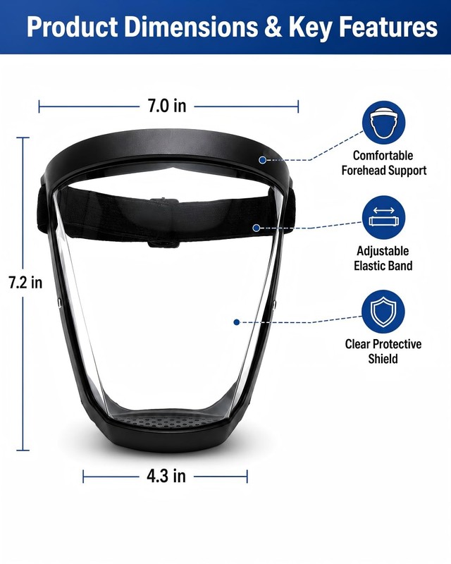 BFhongly Plastic Face Shield (2 Pack) Full Safety 1 Count (Pack of 2), Clear gallery