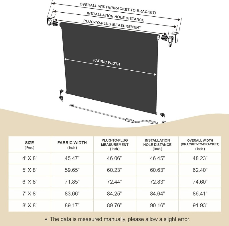 5% Openness Cordless Solar Fabric Roller Shade, 6'W x 8'H Sun Shade for Outdoor gallery