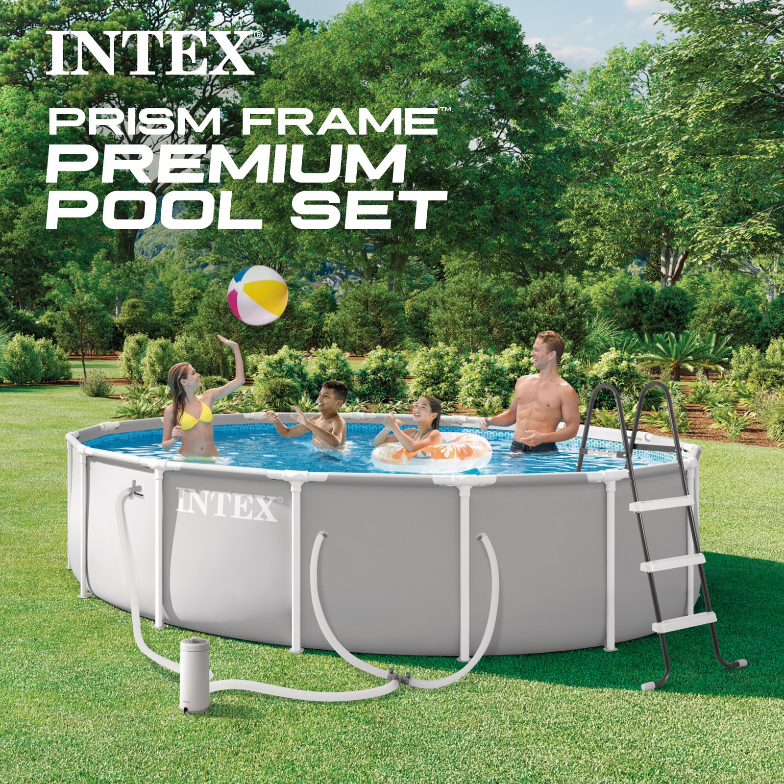 INTEX Prism Frame 15ft x 42in Premium Above Ground Pool Set with Filter Pump gallery