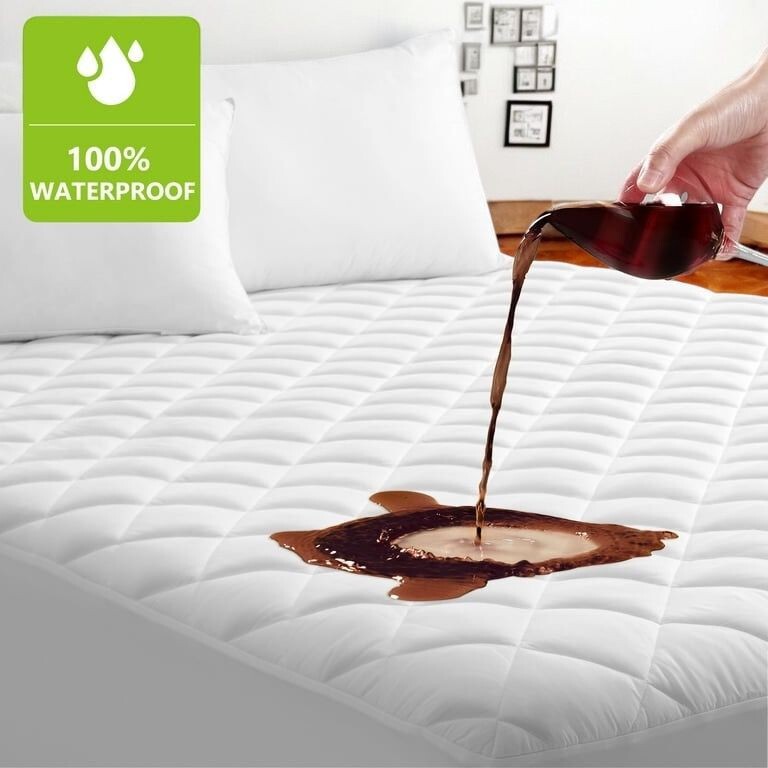 100% Waterproof Mattress Protector Quilted Mattress Pad Cover Breathable Fitted gallery