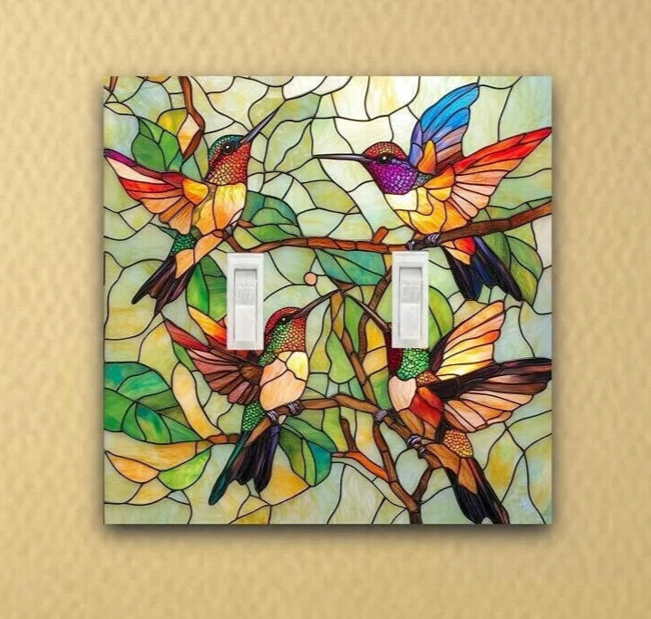 Stained glass Hummingbirds Light Switch Plates Outlet covers rocker covers gallery