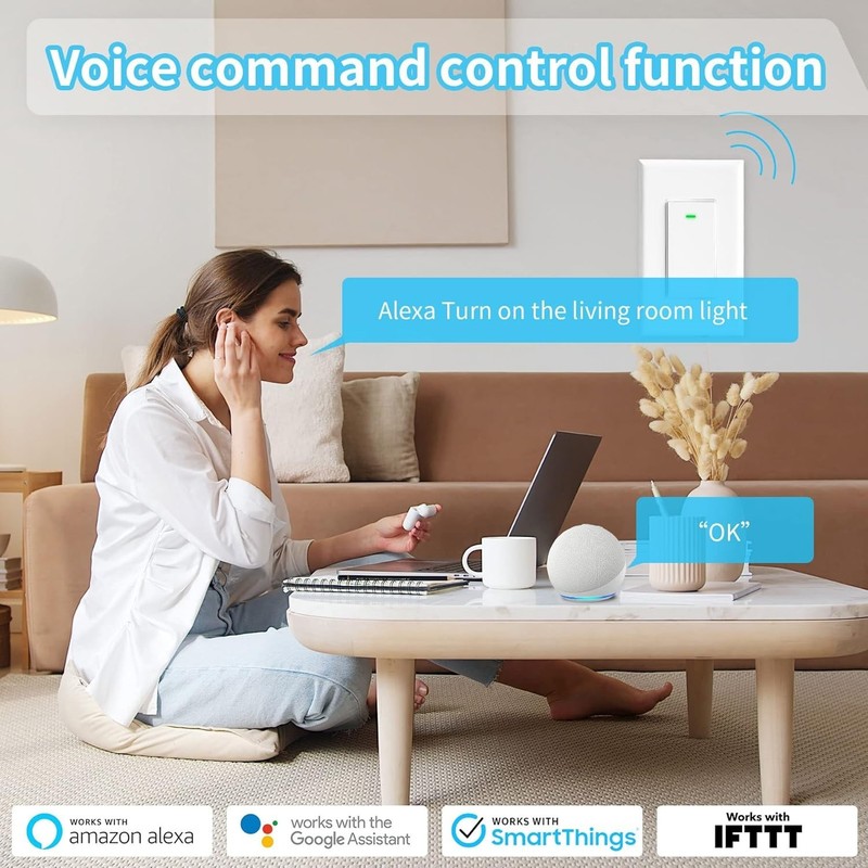 USED Smart Wi-Fi Light Switch Work Alexa Google Home Smart Life App gallery