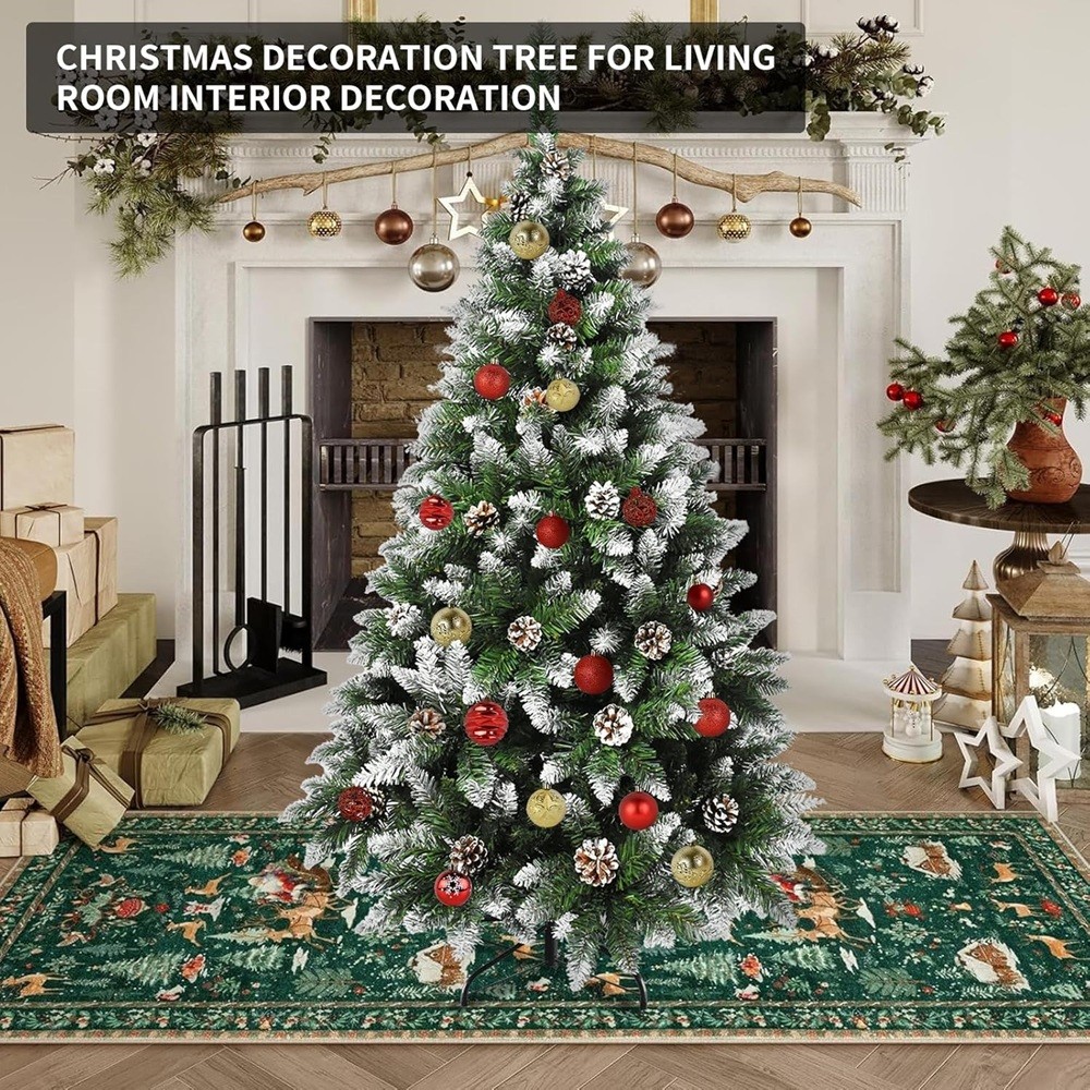 MuRealy 5FT Unlit Flocked Artificial Christmas Tree with Pinecones and Metal Sta gallery