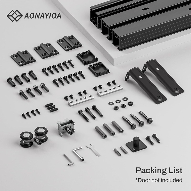 CCJH Ceiling Mount Box Rail Bifold Sliding Barn Door Hardware Heavy Duty Track gallery
