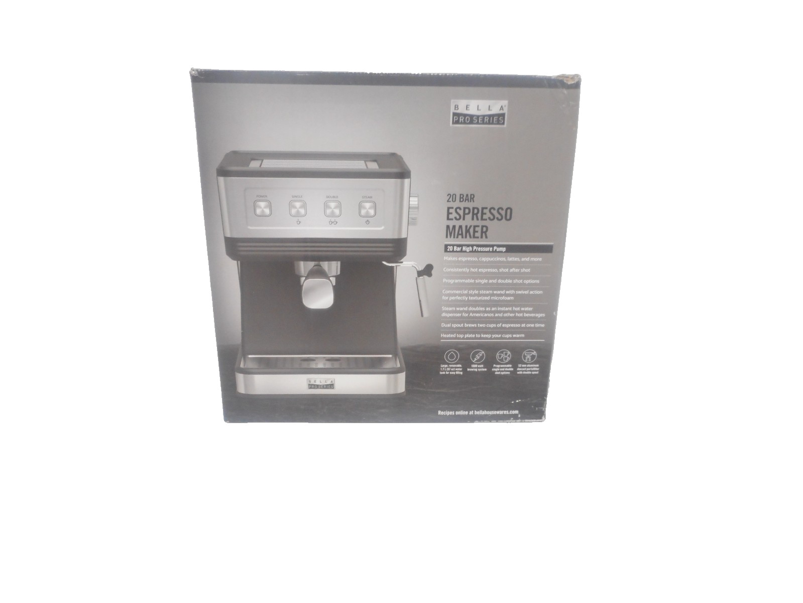 Bella Pro Series 20-Bar Espresso Maker – Stainless Steel Coffee Machine, gallery