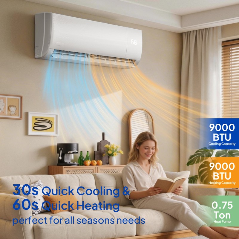 9000 BTU Air Conditioner Mini Split 19 SEER2 INVERTER AC Ductless Heat Pump 115V gallery