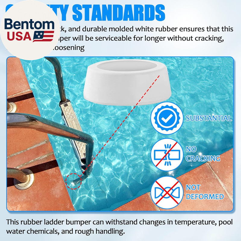 (2-Pack, White) outside Pools Ladder Bumpers for Inground Pools Ladder Rubber En gallery