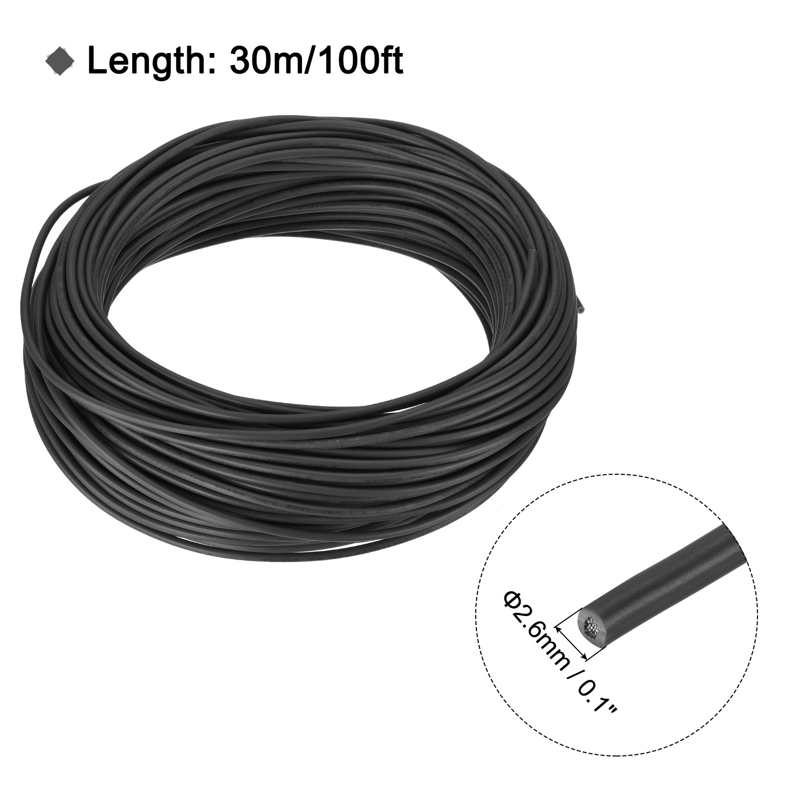 20AWG 20 Gauge Stranded Hook-Up Wire PVC Tinned Copper Wire 30m/100ft Black gallery