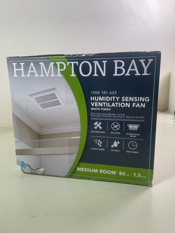 Hampton Bay Humidity Sensing 80CFM Ventilation Fan in White Bathroom Vent Fan gallery