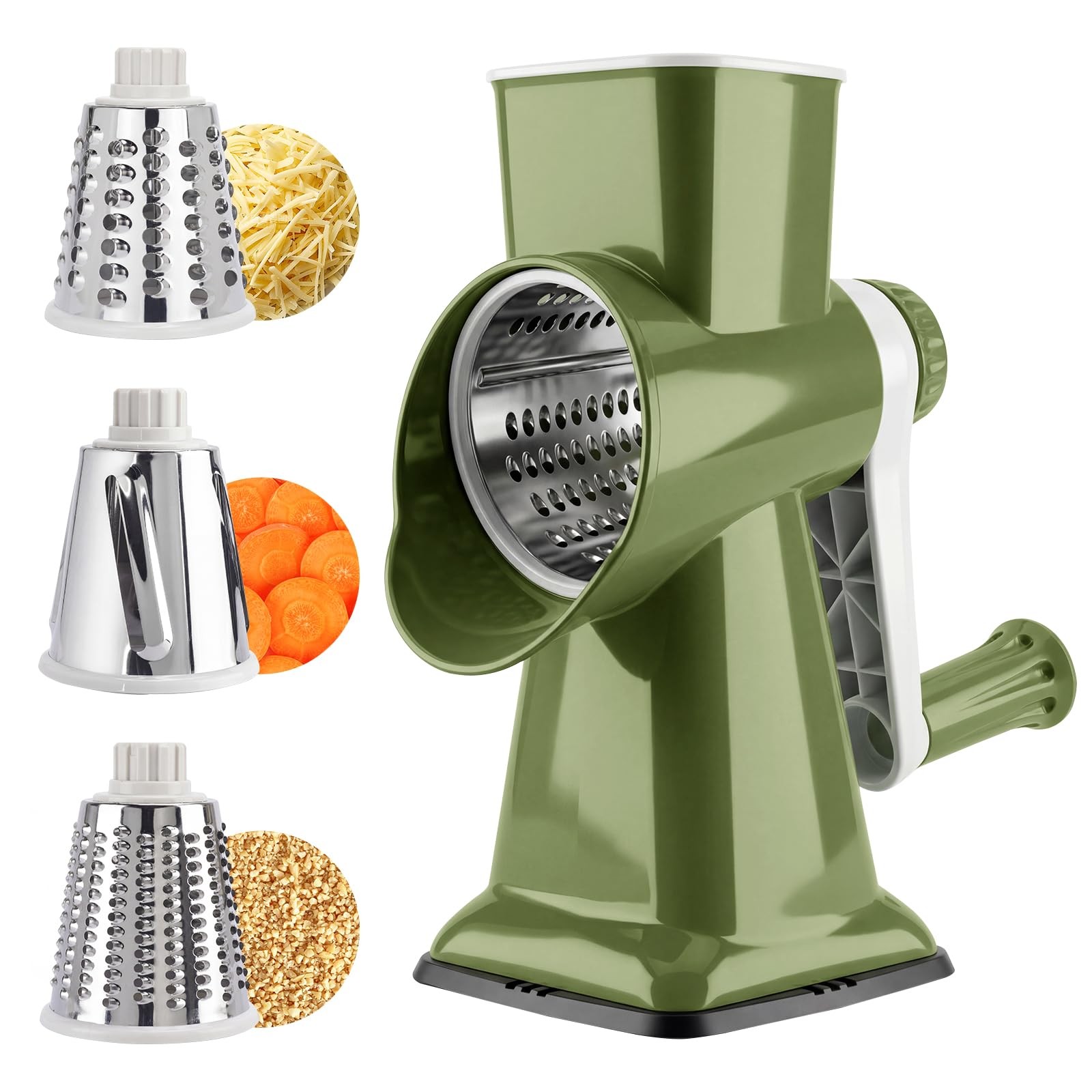 Rotary Cheese Grater & Cheese Shredder Hand Crank, Manual Cheese Grater,3-Blade gallery