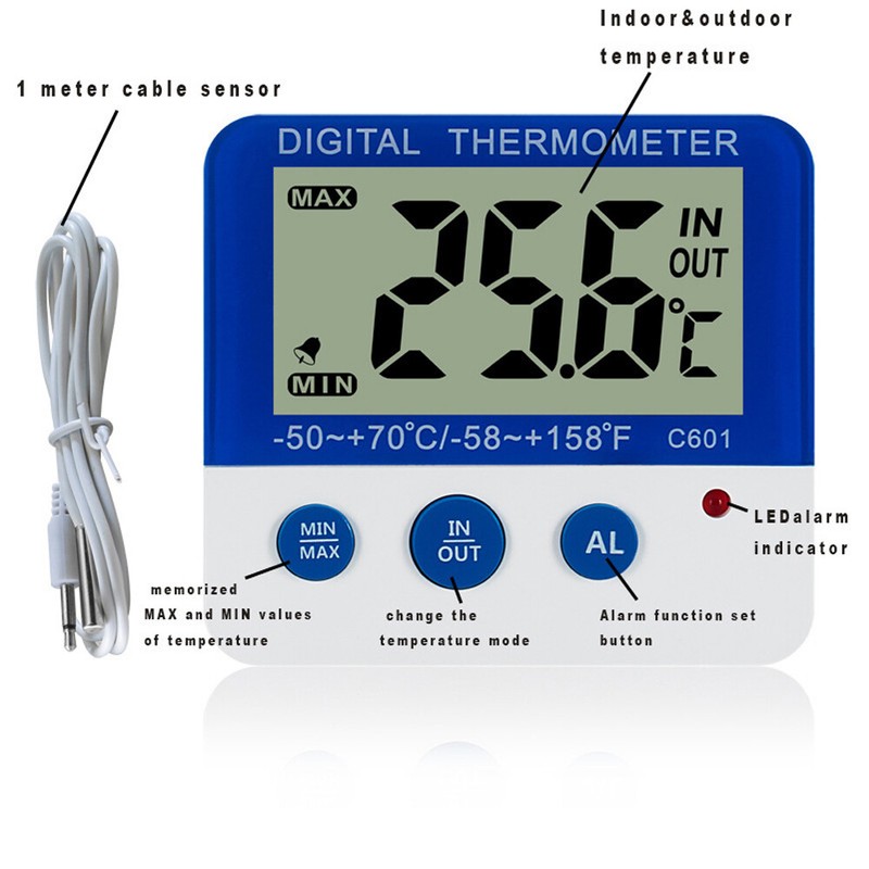 Digital Thermometer ℃/℉ LED Electronic Temperature Freezer Alarm Magnet Stander gallery