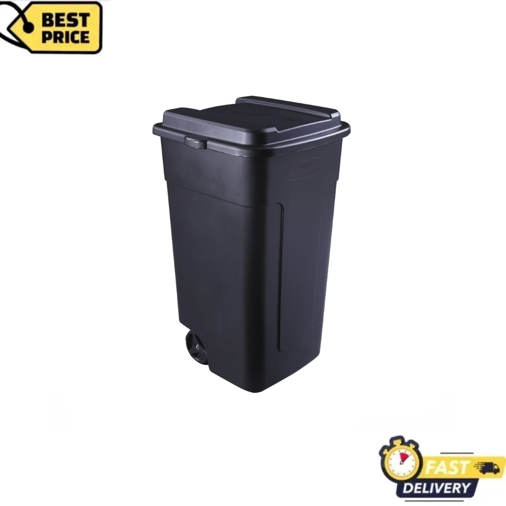 Rubbermaid 50 gal Roughneck Wheeled Plastic Garage Trash Can, Black, 16.475 lb gallery
