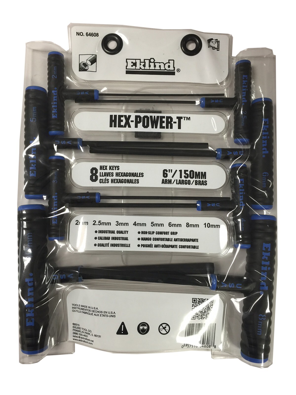 Eklind T Handle Hex Wrench Set 64608 8pc Metric 2-10mm 6" Arm T-Handle USA Made gallery
