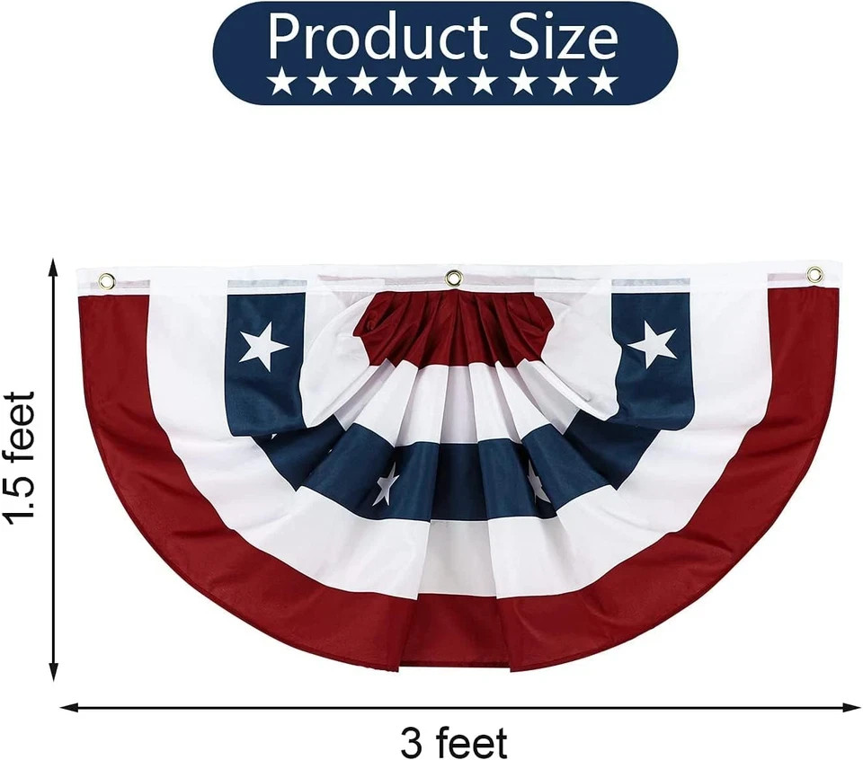 Pleated Fan Flag 2 Pack Patriotic American Bunting Flags for 4Th of July/Preside gallery