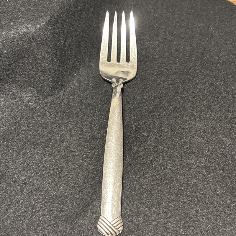 Oneida Rattan 4 Prong Cold Meat Fork Stainless Serving Utensil 8 1/4in USA gallery