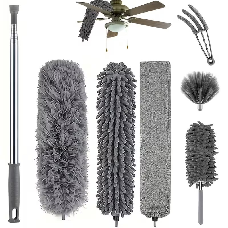 2025 NEW Microfiber Duster for Cleaning Fan, High Ceiling, Blinds, Gray, Silver gallery