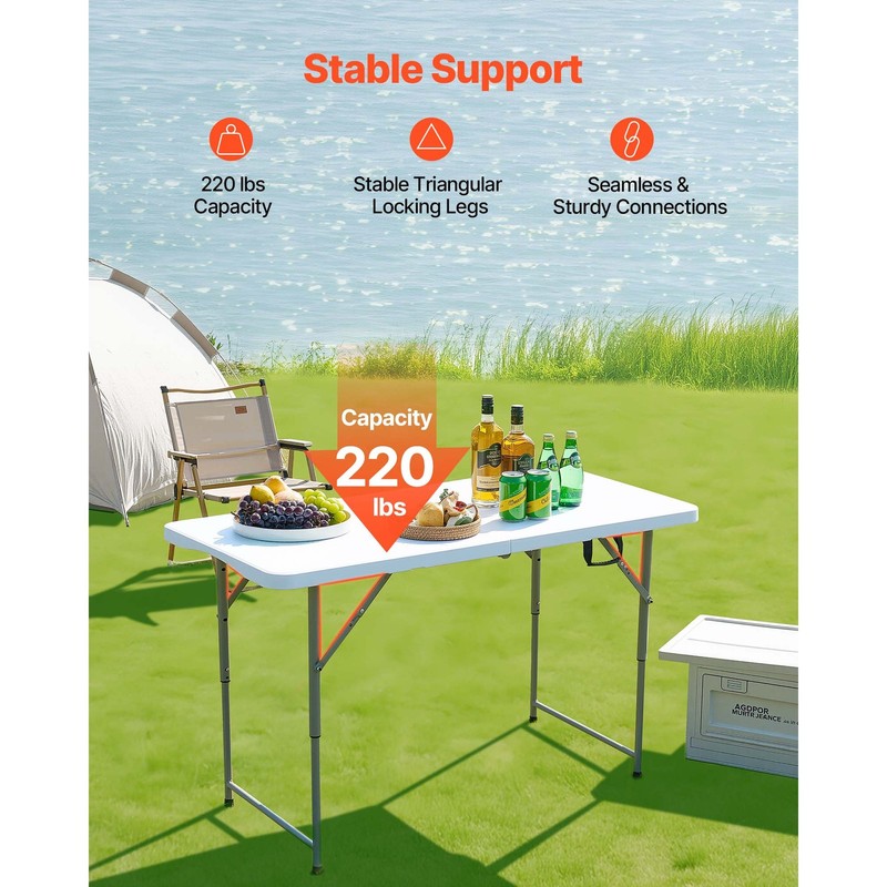 Uimoso 4 Ft Foldable Plastic Table with Handle for Indoor and Outdoor Use gallery