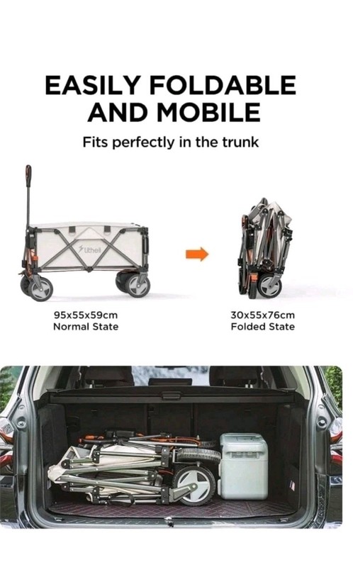 Litheli Electric Utility Wagon Cart, 200L Capacity, 300 lbs, Foldable Heavy-Duty gallery