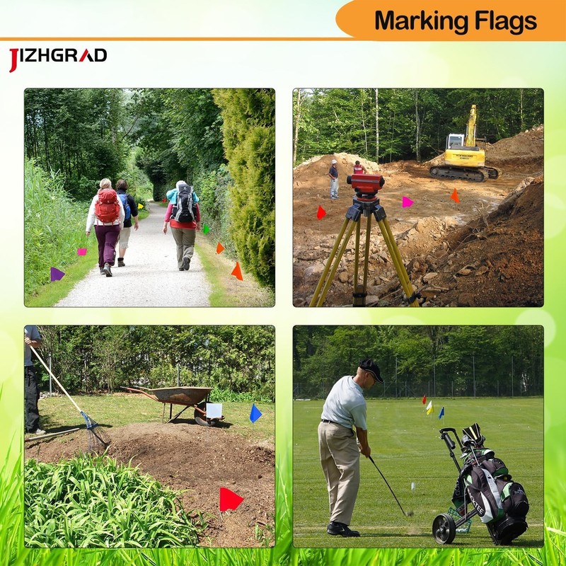 Marking Flags 50 count - 15X4X5 Inch Color Flags for Lawn, Survey, Irrigation gallery
