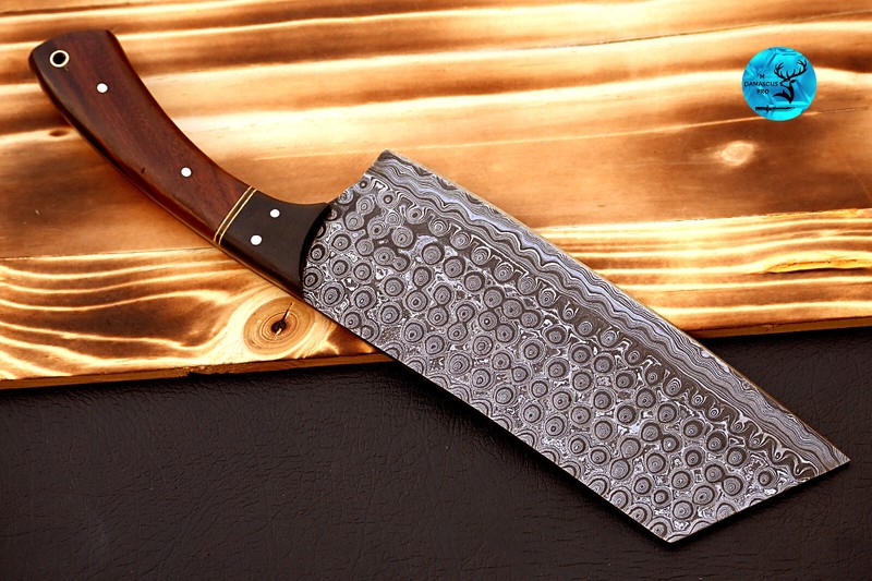 Rain Drop Pattern DAMASCUS STEEL CLEAVER MEAT CHOPPER BUTCHER CHEF KNIFE 2727 gallery