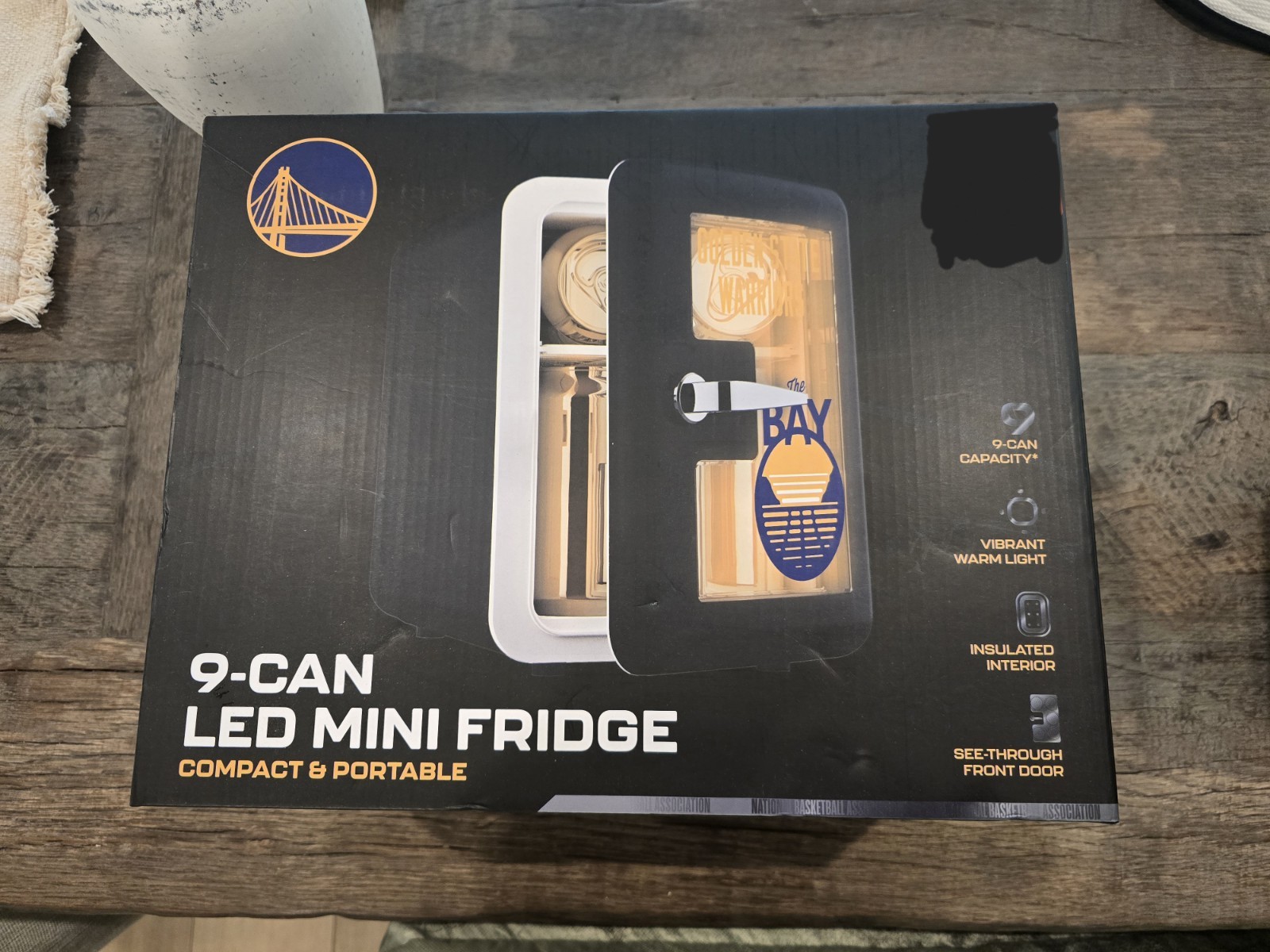 NBA LAB GOLDEN STATE WARRIORS 9 CAN LED FRIDGE...NEW IN BOX...CURRY...KERR gallery
