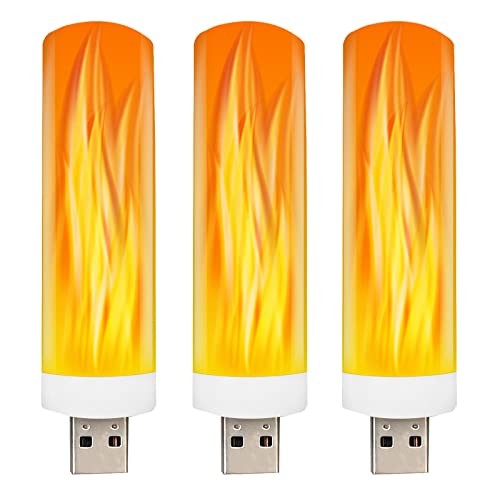 USB LED Flame Effect Light USB Flame Candle Bulb Flameless Tea Yellow-3P gallery