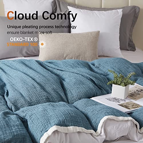 SE SOFTEXLY Cotton Muslin Throw Blanket for Adults,Breathable 4-Layer Yarn Dyed gallery