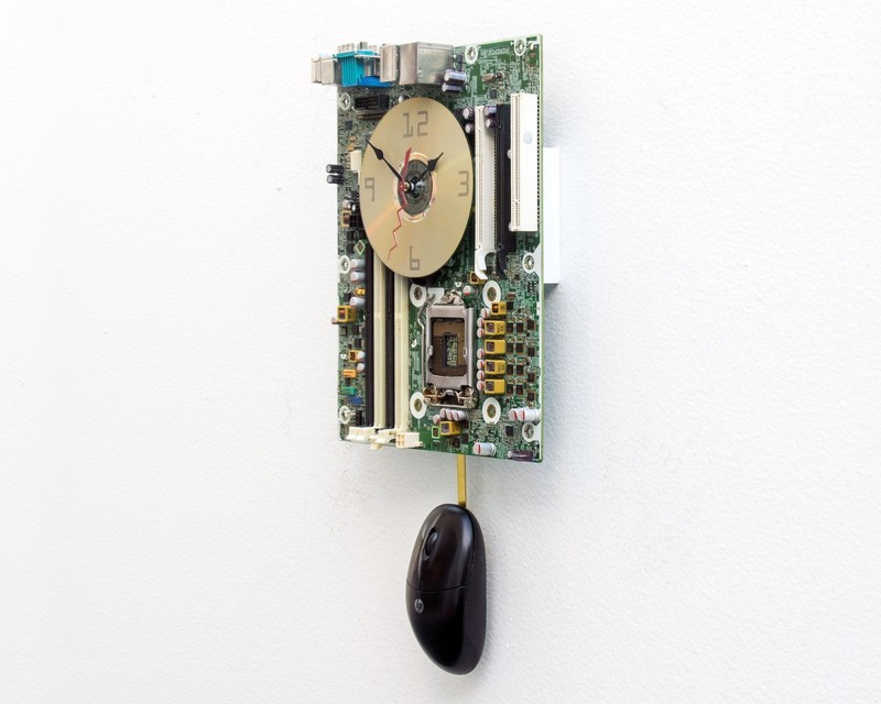 Recycled Computer Motherboard Pendulum wall clock, Quartz, time, upcycle, PC, gallery