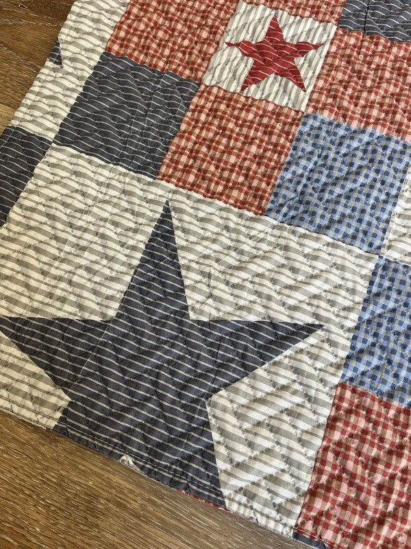 3 Piece Queen Quilt Set Patriotic Patchwork Stars Red White Blue 2 Shams 1 Quilt gallery