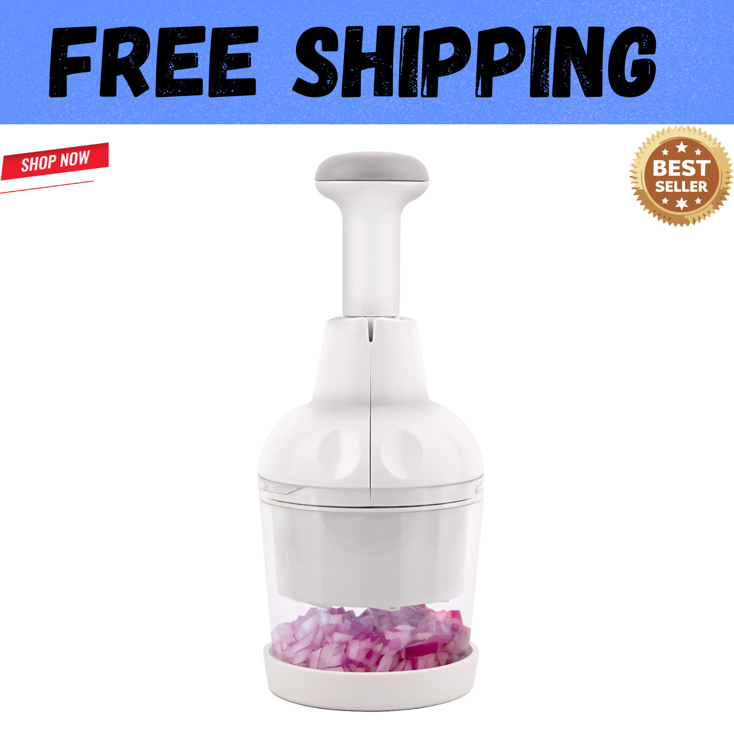 Pampered Chef Push Function Food Chopper - White - #2585 - FAST FREE SHIPPING gallery