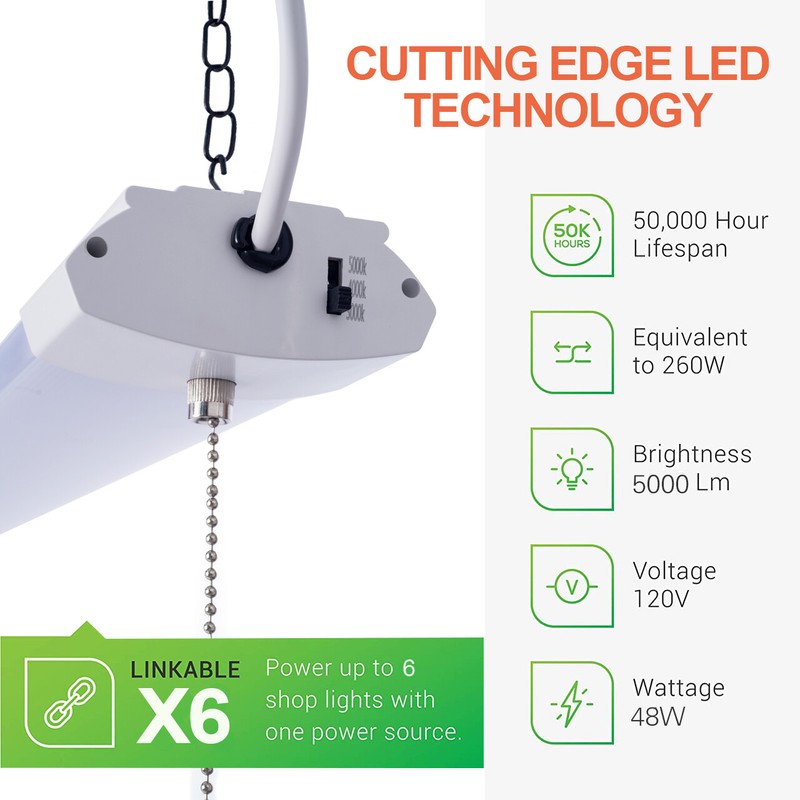 4FT Fixture LED Shop Utility Ceiling Light Linkable Super Bright 5500LM Garage gallery