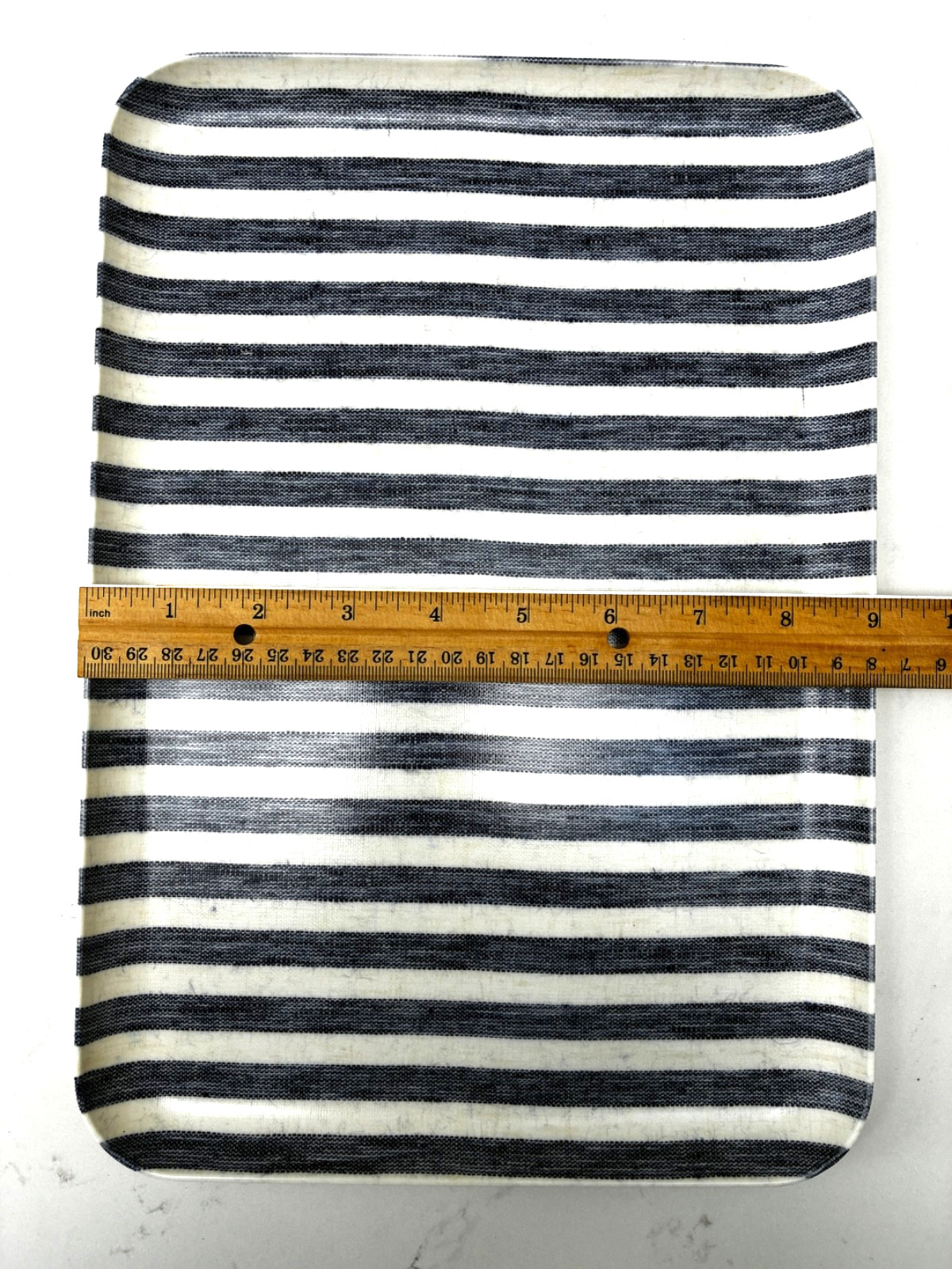 FOG LINEN - BENGAL BLUE STRIPE MEDIUM LINEN COATED TRAY 13" L x 9" W gallery