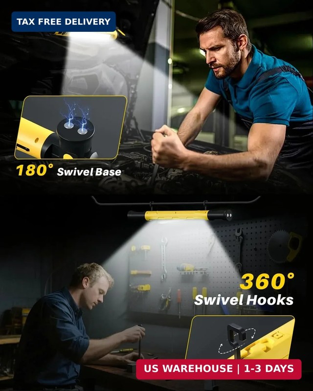 Magnetic Work Light, 3000LM LED Light Bar, 5200mAh Rechargeable Magnetic Underho gallery