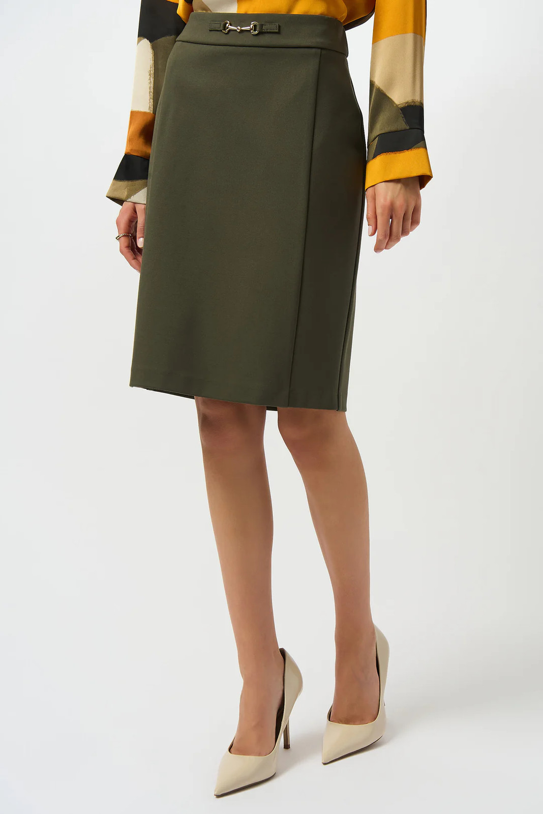 Joseph Ribkoff Avocado Heavy Knit Pull On Skirt 253035 gallery