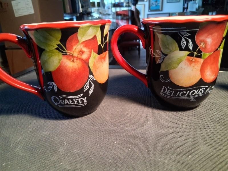 Cracker Barrel Apple Orchard Grove Red/Black Coffee Mugs Set Of 4 gallery