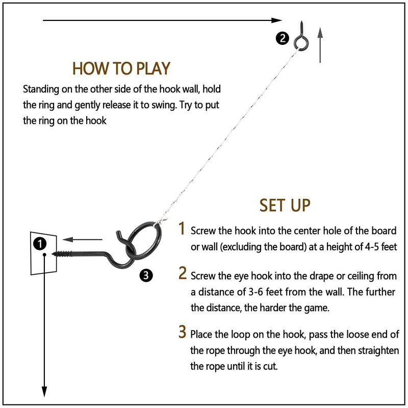 Hook and Ring Toss Game Set with String, Screws, Ring, and Iron Hook gallery