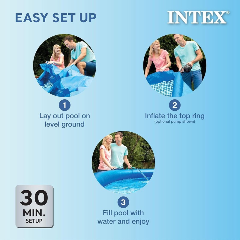Above Ground Pool, Easy Set Inflatable Round w/ Filter Pump & Cleaning Kit gallery