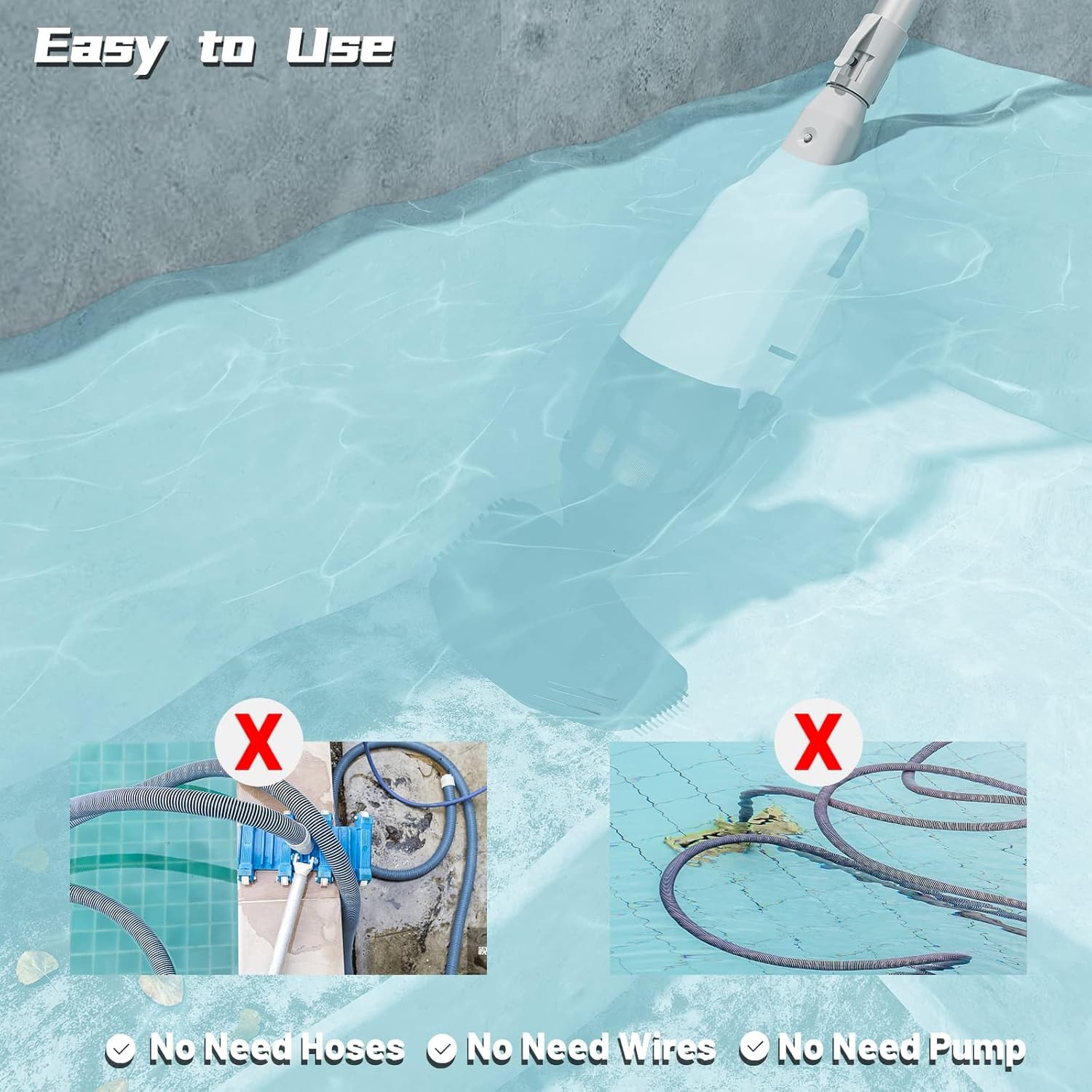 Cordless Handheld Pool Vacuum 60Min with Telescopic Pole 18GPM Powerful Suction gallery