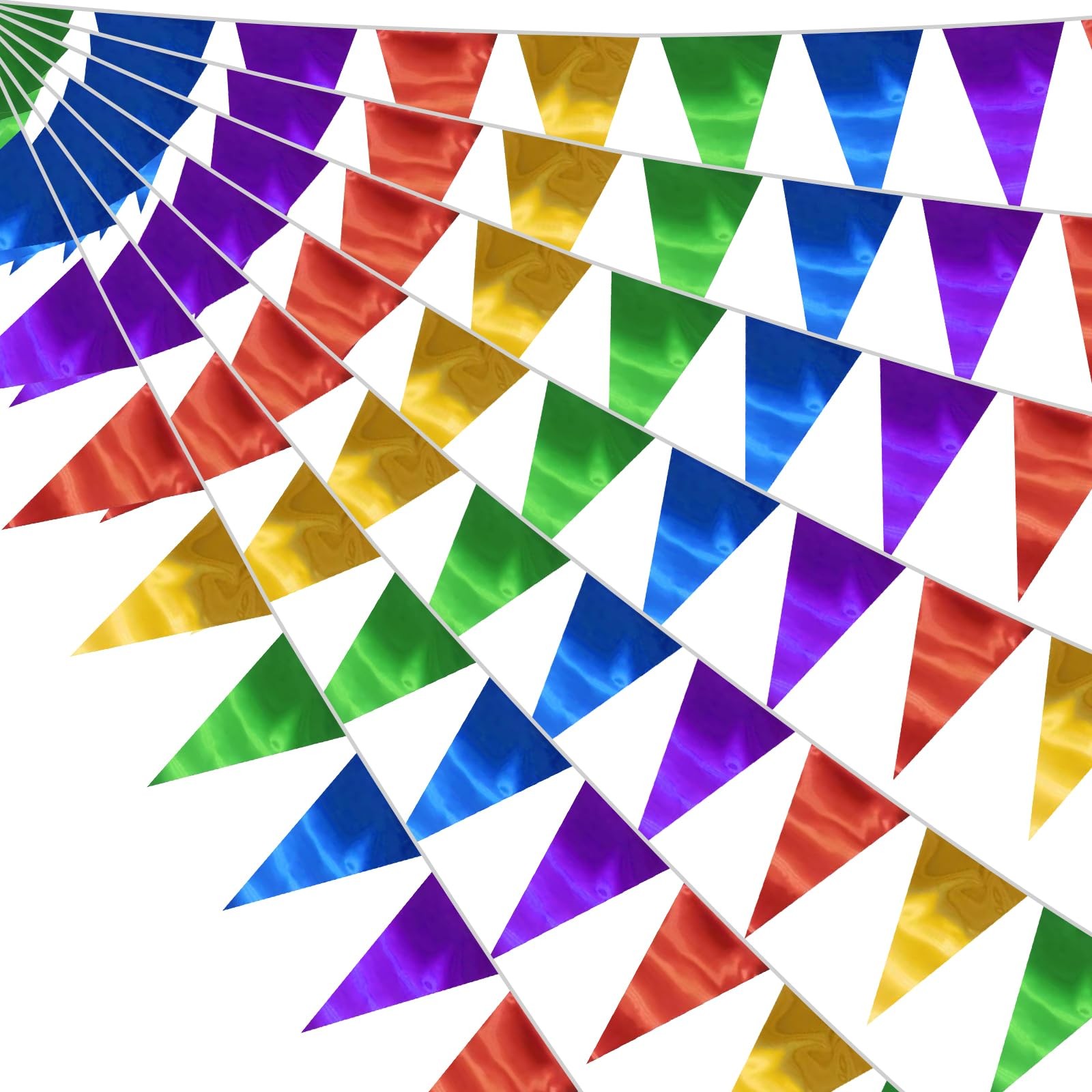 40M/130FT Colorful Triangle Pennant Banner Flag Metallic Fabric Bunting Garla... gallery