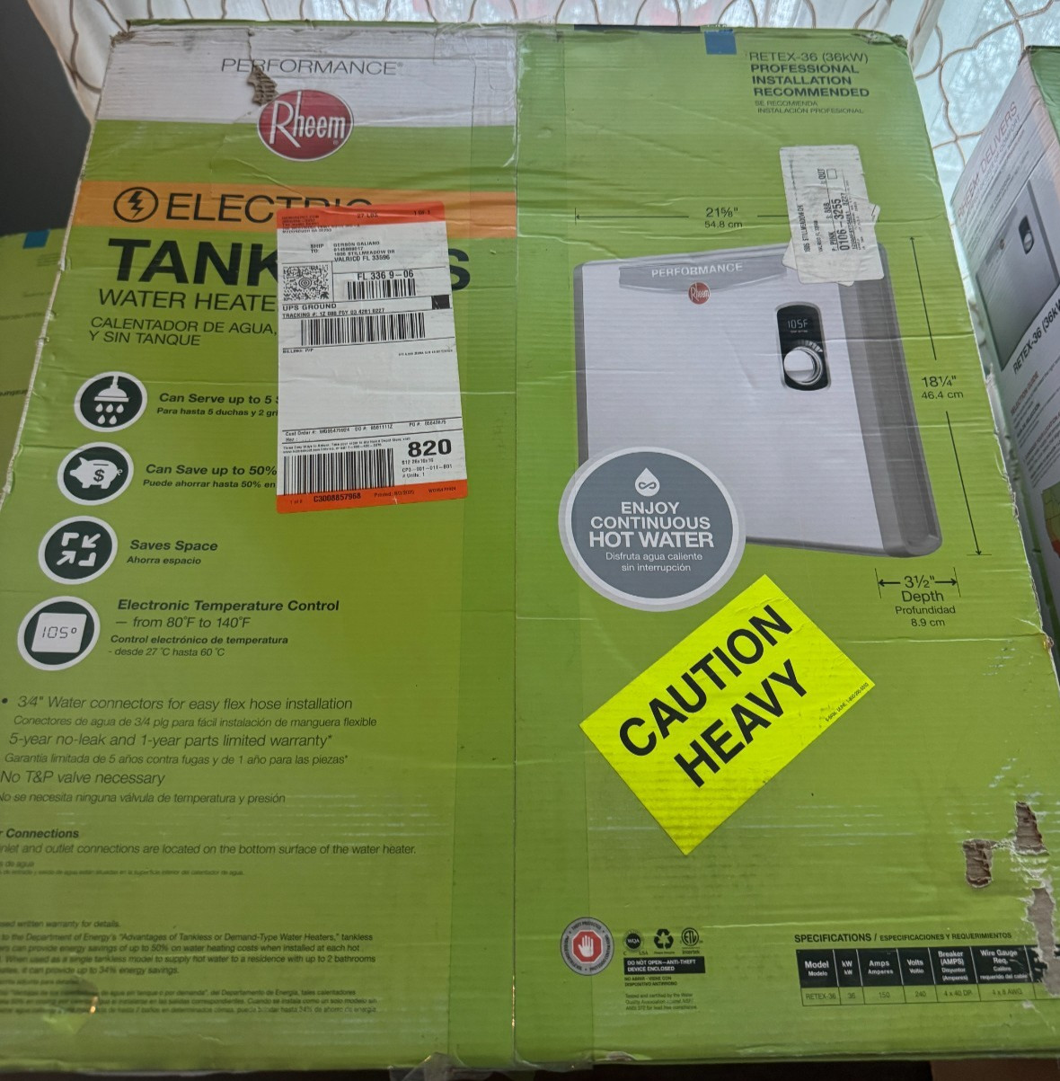 Rheem Performance 36 kW 7.03 GPM 240-Volt Electric Tankless Water Heater gallery