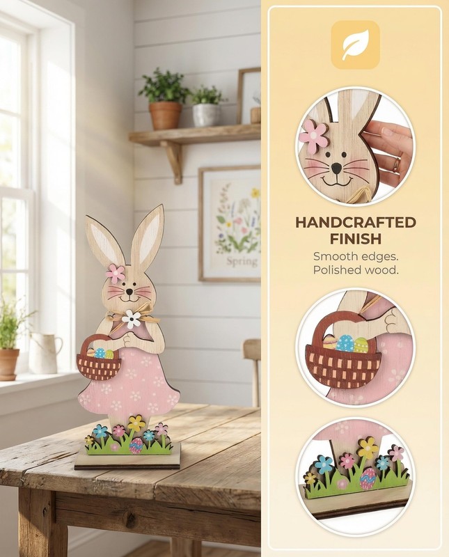 2 piece easter wooden bunny decor,easter decorations,easter Red And White gallery