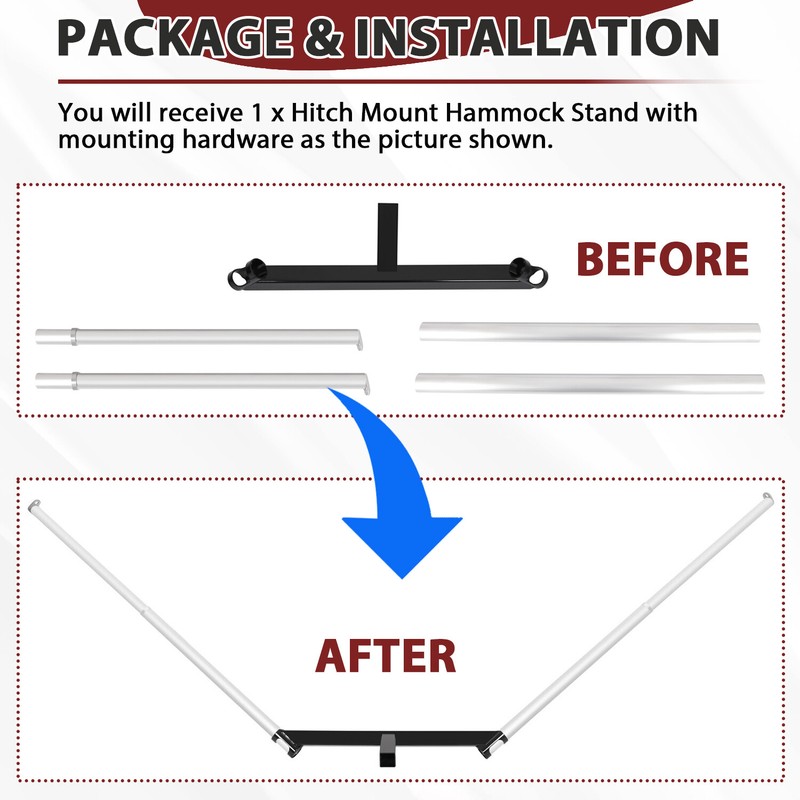Vehicle Mounted Camping Hammock Stand For All 2 Inch Receivers Trailer Hitch gallery