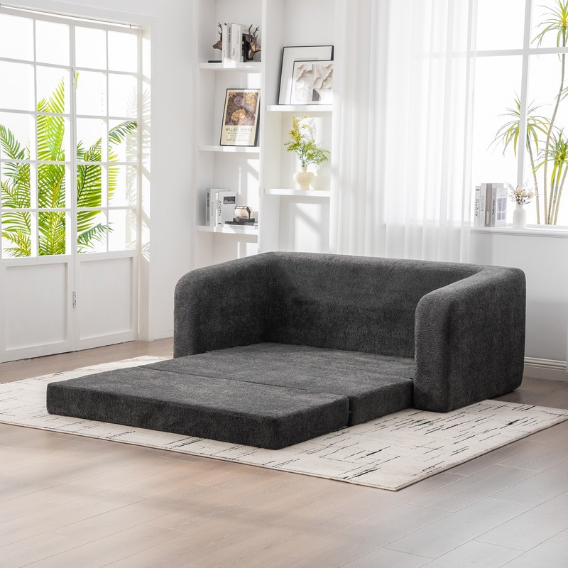 71" 2-in-1 Pull Out Foldable Loveseat Sofa Bed with Armrest & Backrest Pillows gallery