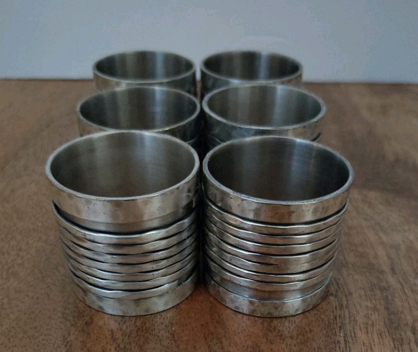 Decorative 6 Cloth Napkin Holder Silver In Color Semi Hammered Finished Metal gallery