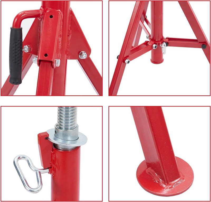 2500 lbs Roller Head Pipe Stand Foldable Jack Stand 28"-52" Height 12 in Load US gallery