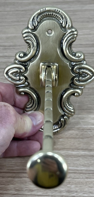 Vintage Original Solid Brass Wall Mount Folding Arm Coat Hanger 9” Arm gallery