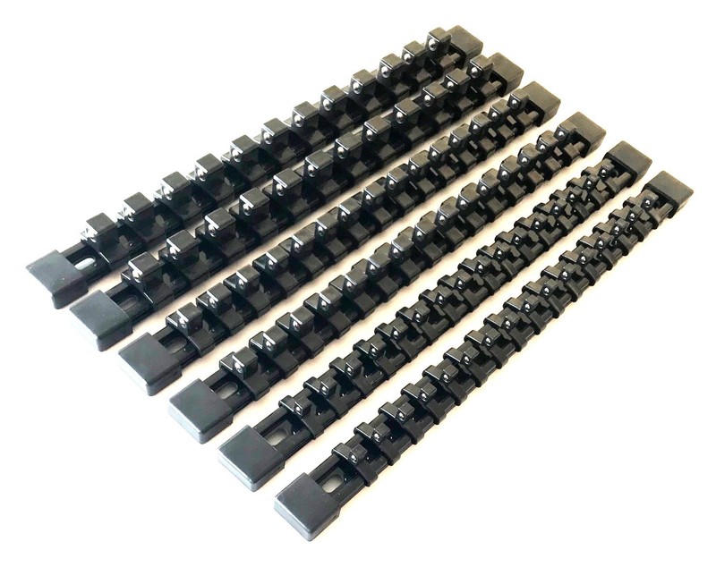 6 GOLIATH INDUSTRIAL MOUNTABLE SOCKET RAIL HOLDER ORGANIZER BLACK 1/4 3/8 1/2 gallery