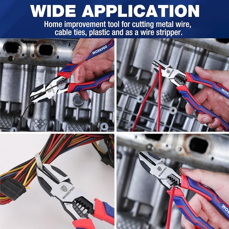 WORKPRO Diagonal Cutting Plier 7.5" Wire Stripper Heavy Duty Side-Cutting Pliers gallery