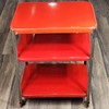 Vintage Cosco Kitchen Rolling Bar Cart 3 Tier Red Chrome Metal Utility MCM gallery